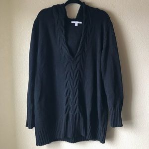 Old Navy Black Hooded Knit Sweater